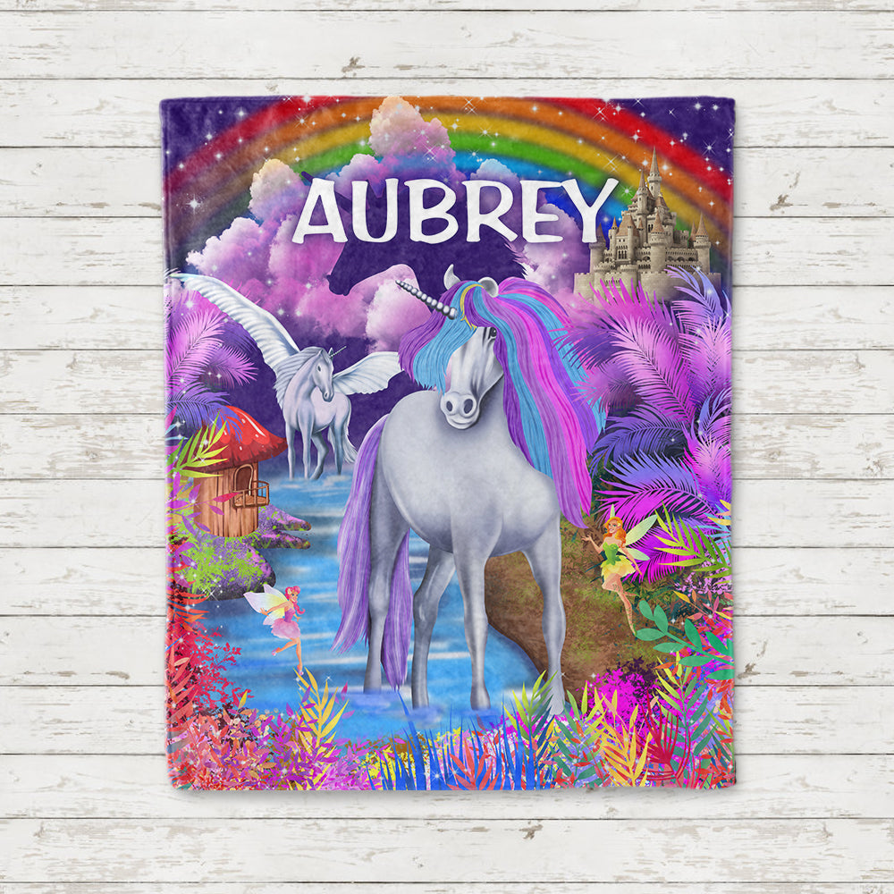 Custom Magical Unicorn Wonderland Premium Fleece Blanket