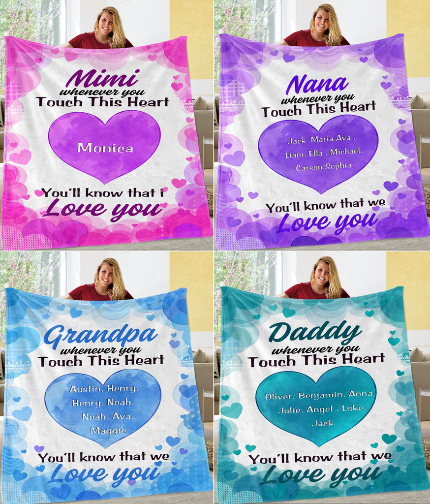 Personalized Peach Heart Blankets with Your Nick & Kids' Names