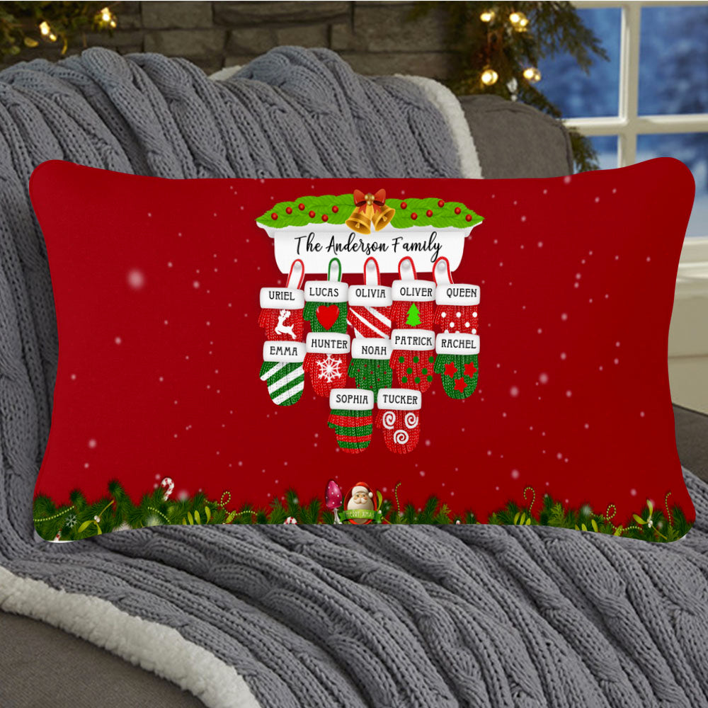 Personalized Christmas Gloves Family Pillowcase With Name