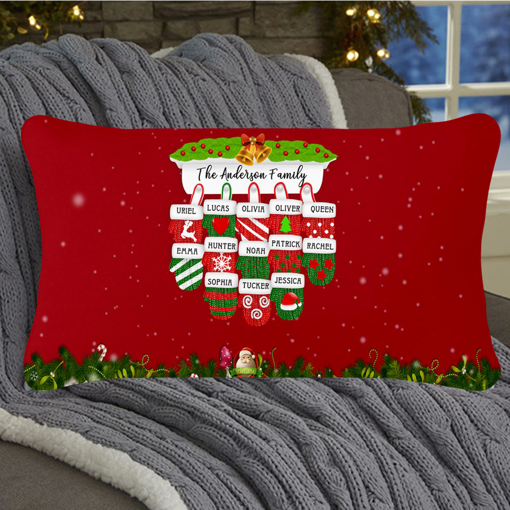 Personalized Christmas Gloves Family Pillowcase With Name