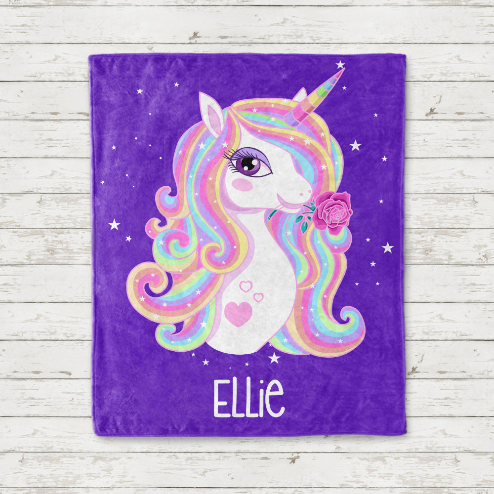 Personalized Magical Unicorn Fleece Blanket - 3 Colors Available