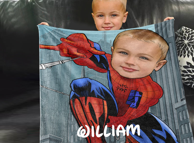 Personalized Hand-Drawing Kid's Photo Portrait Fleece Blanket IV