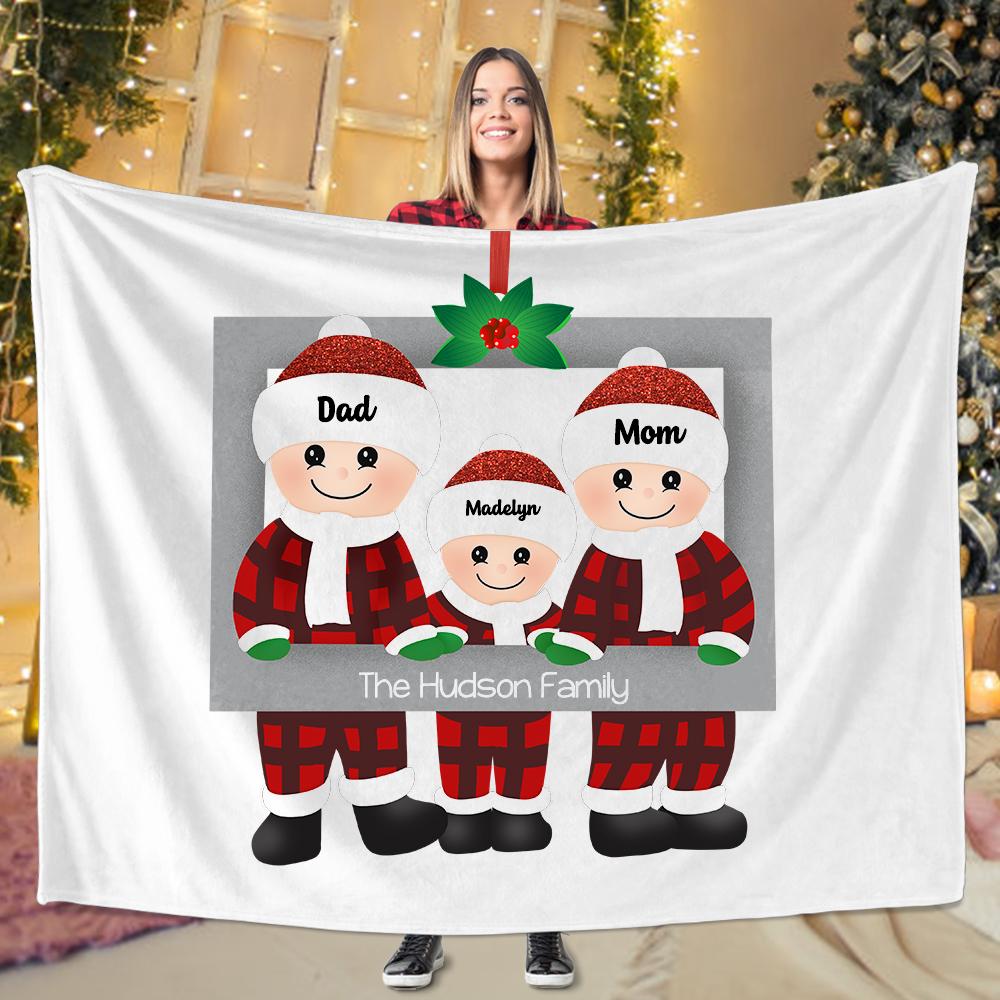 Personalized Christmas Family Member Fleece Blanket II