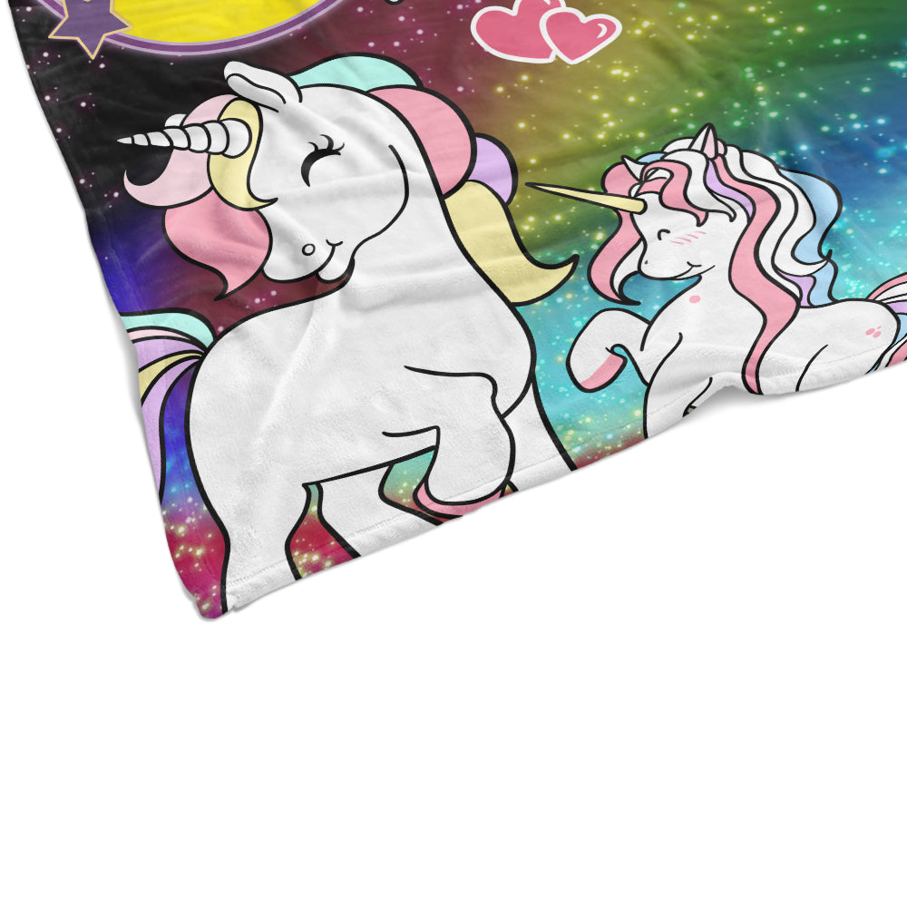 Personalized Magic Unicorn Premium Fleece Blanket - I Love You to The Moon & Back