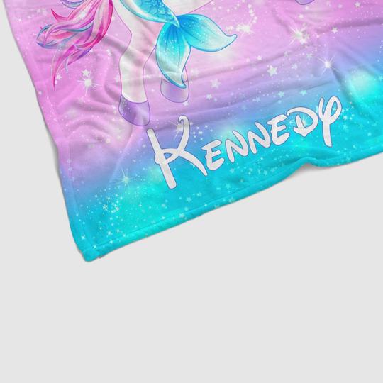 Custom Unicorn Sherpa Blanket with Name V, Personalized Baby Girl Blankets, Personalized Name Blankets