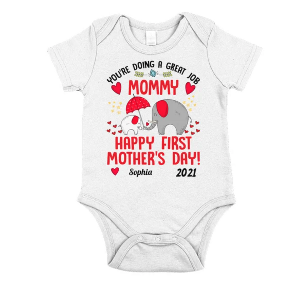 Personalized Baby Outfit From Mommy - Elephants