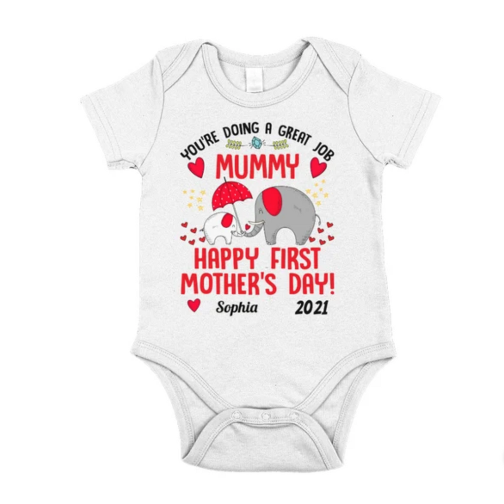 Personalized Baby Outfit From Mummy - Elephants