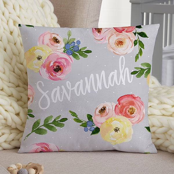 Floral Baby Personalized 15.7" Throw Pillow