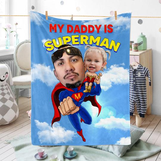 Custom Superhero Portrait Blanket with Photos