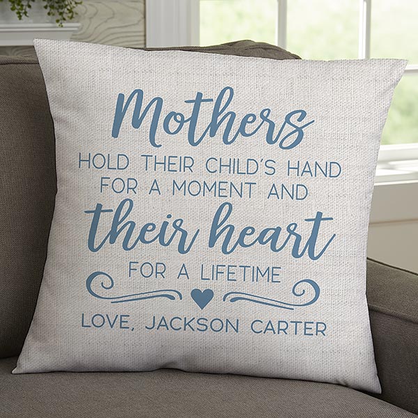 Mothers Hold Their Child's Hand Personalized 15.7" Throw Pillow