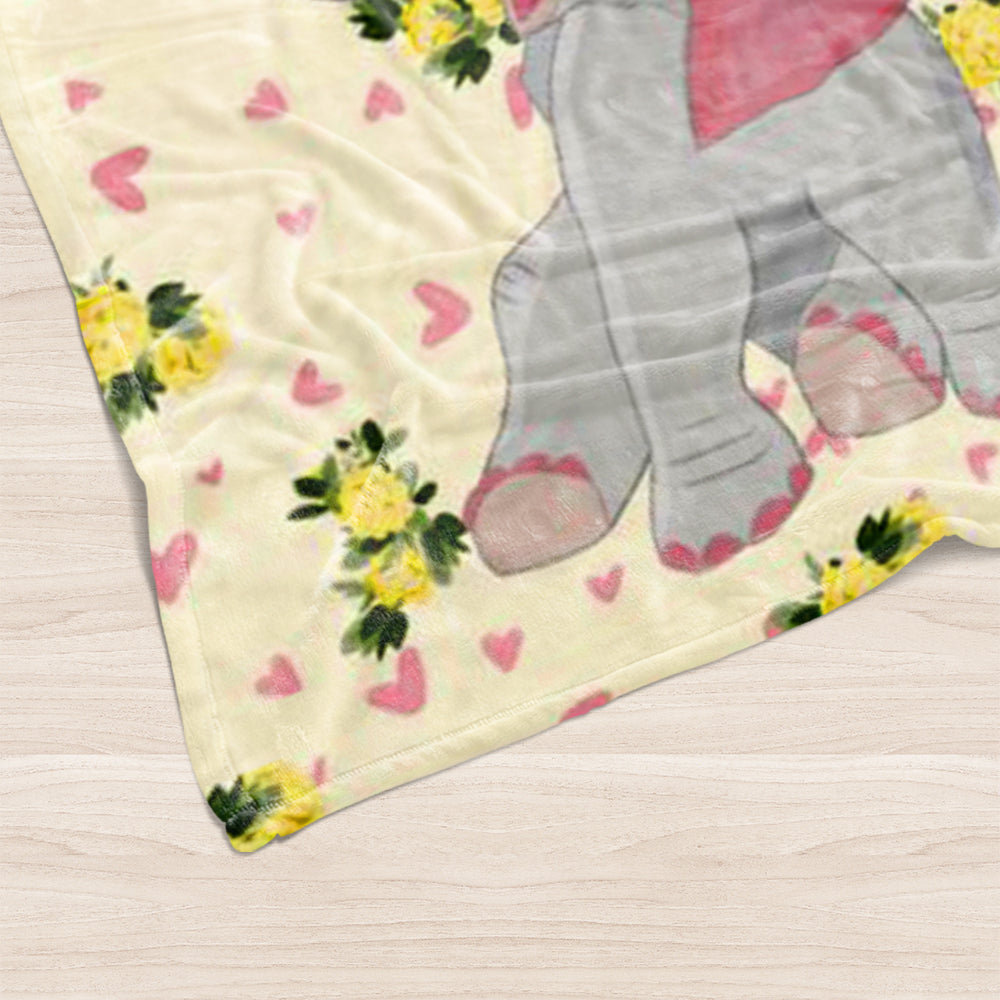 Custom Name Elephant Baby Boy and Girl Blanket