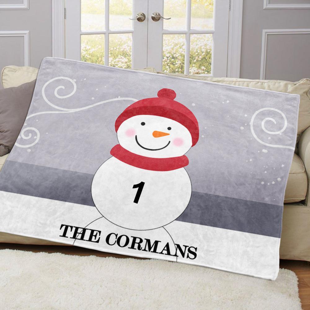 Personalized Snowman Family Blanket With Names