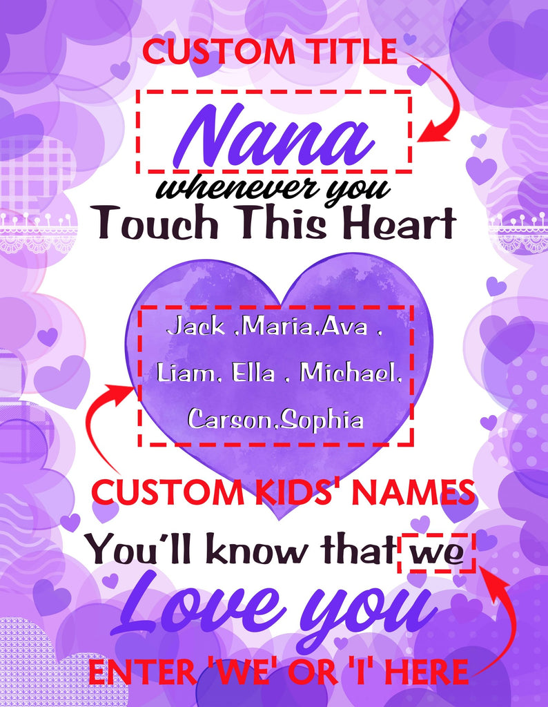 Personalized Peach Heart Blankets with Your Nick & Kids' Names