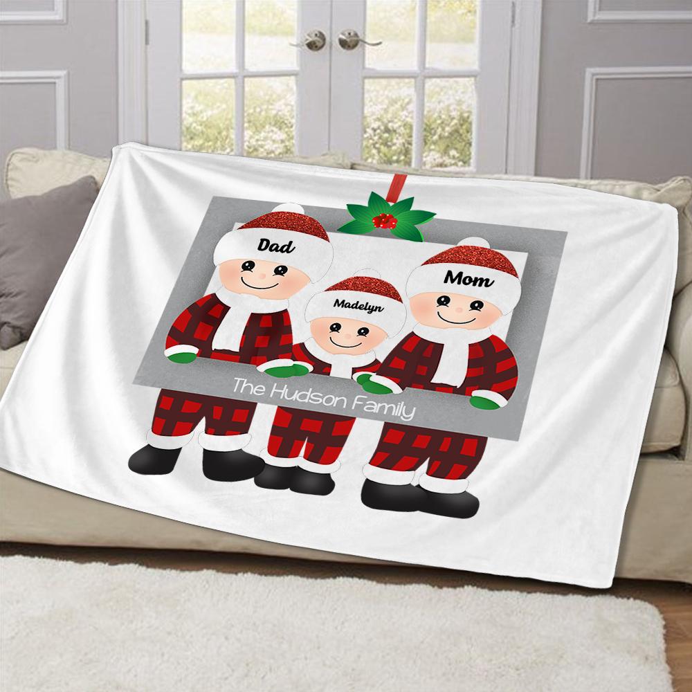 Personalized Christmas Family Member Fleece Blanket II