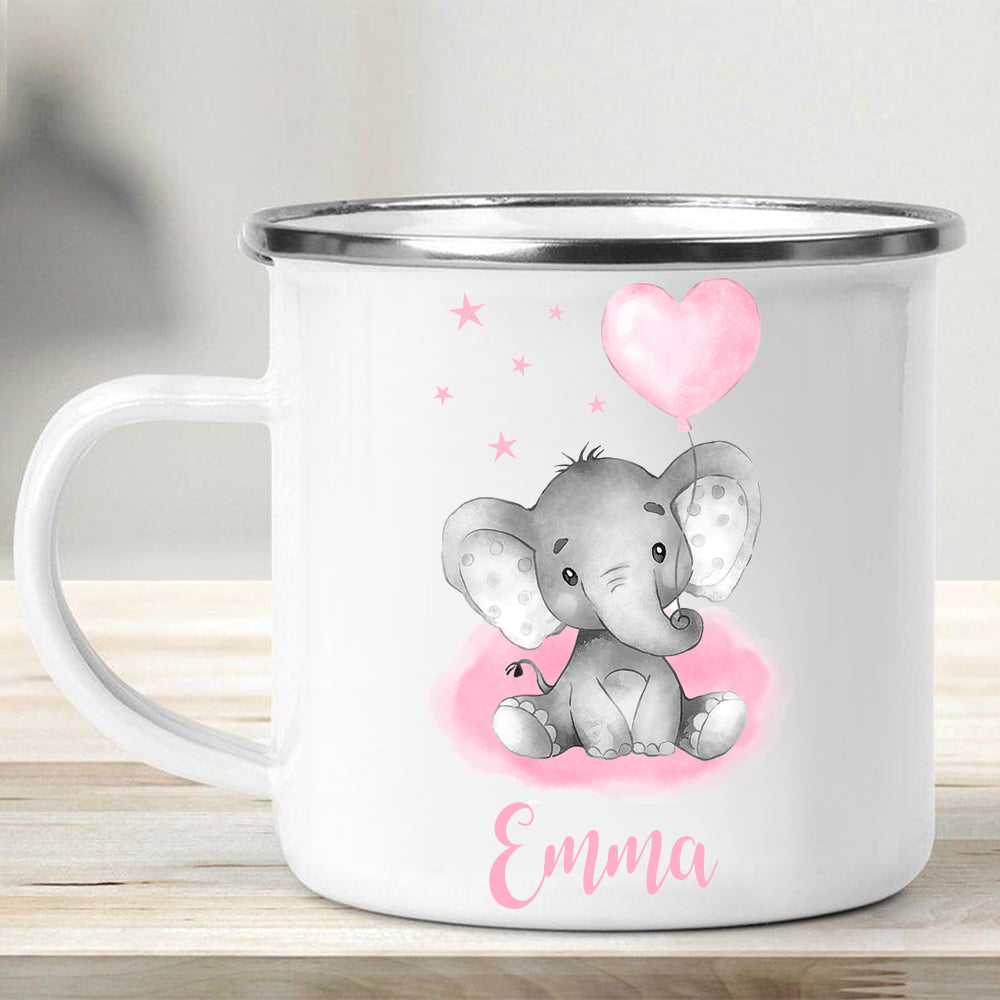 Custom Name Elephant Enamel Campfire Mug II