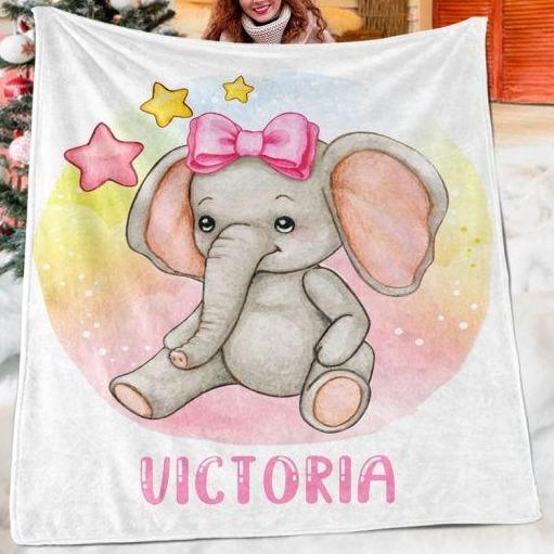 Custom Elephant Name Blanket I01