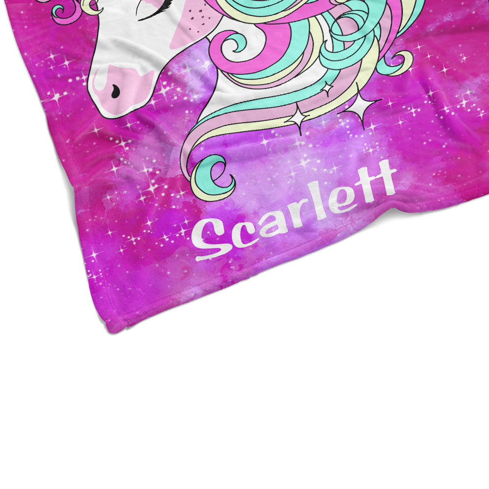 Custom Magic Unicorn Cozy Plush Fleece Blanket - 3 Colors Available