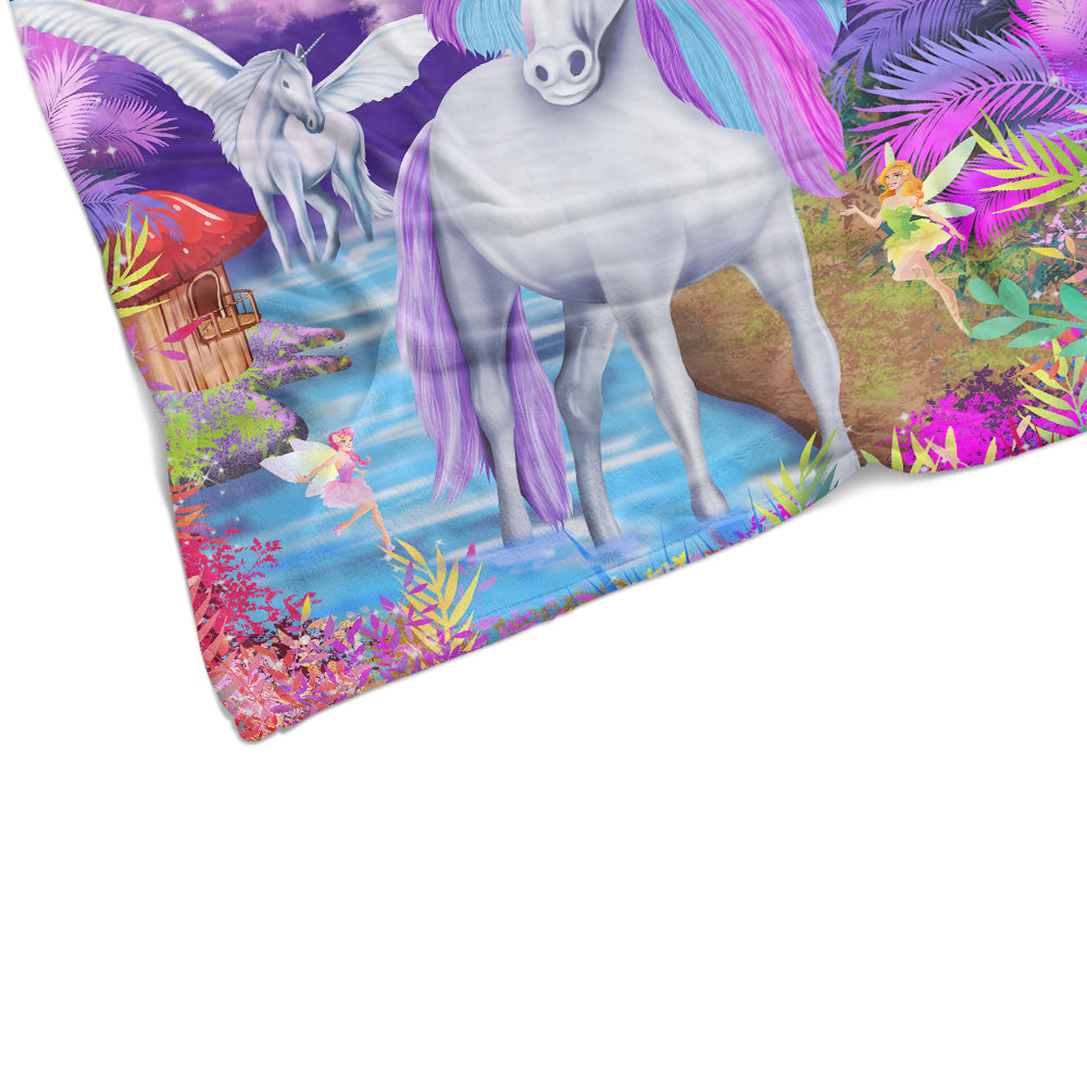 Custom Magical Unicorn Wonderland Premium Fleece Blanket
