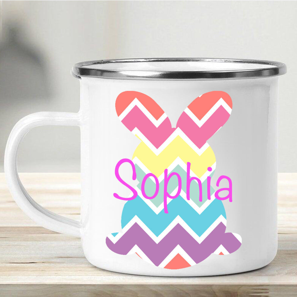Custom Name Rabbit Easter Children's Enamel Campfire Mug VI