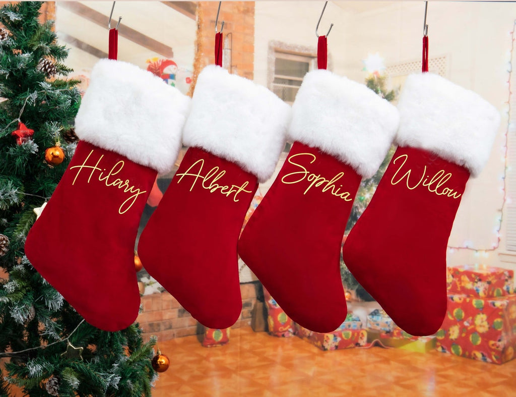 Personalized Red Christmas Stocking, Christmas Stocking with Name, Monogram Stockings, Family Stockings, Farmhouse Stockings,Christmas Decor