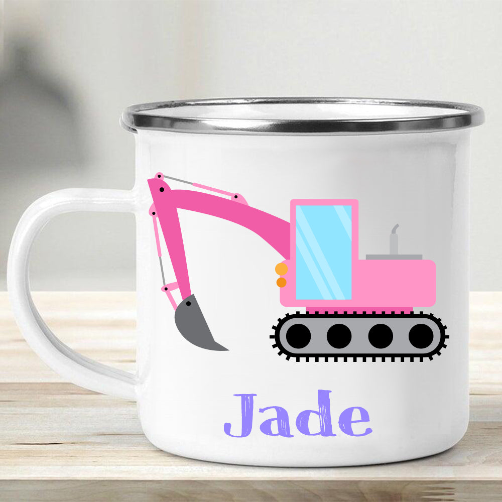 Custom Name Truck Children's Enamel Campfire Mug XII