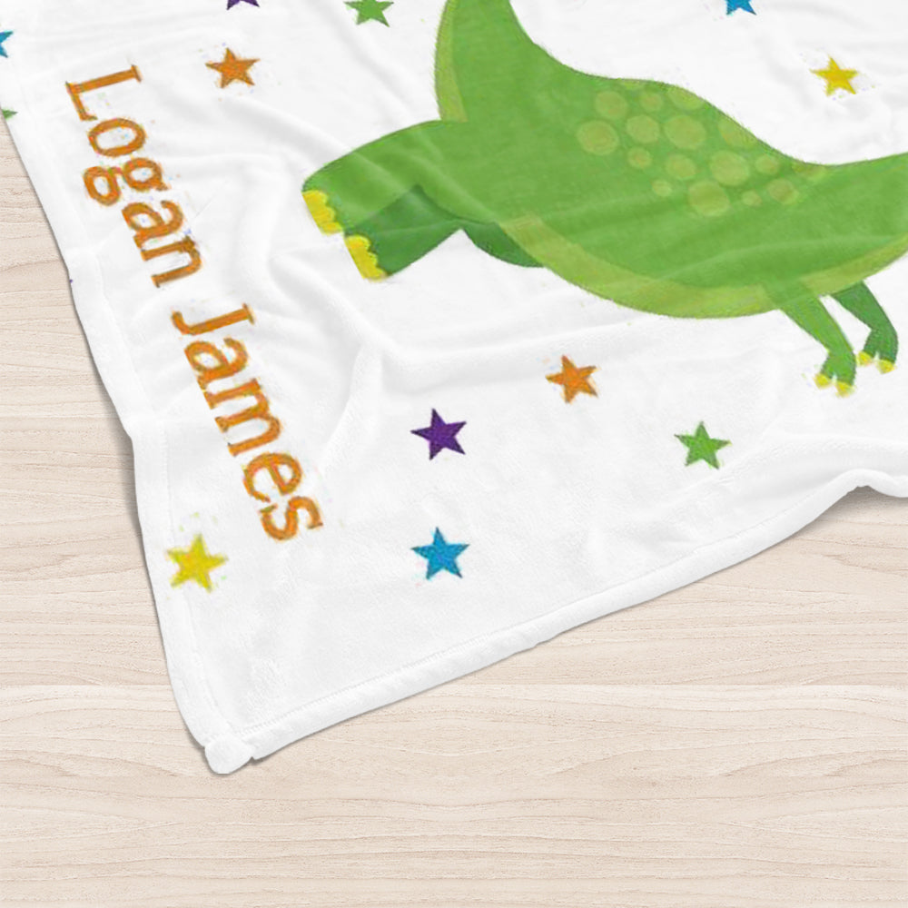 Custom Name Dinosaur Baby Boy Blanket