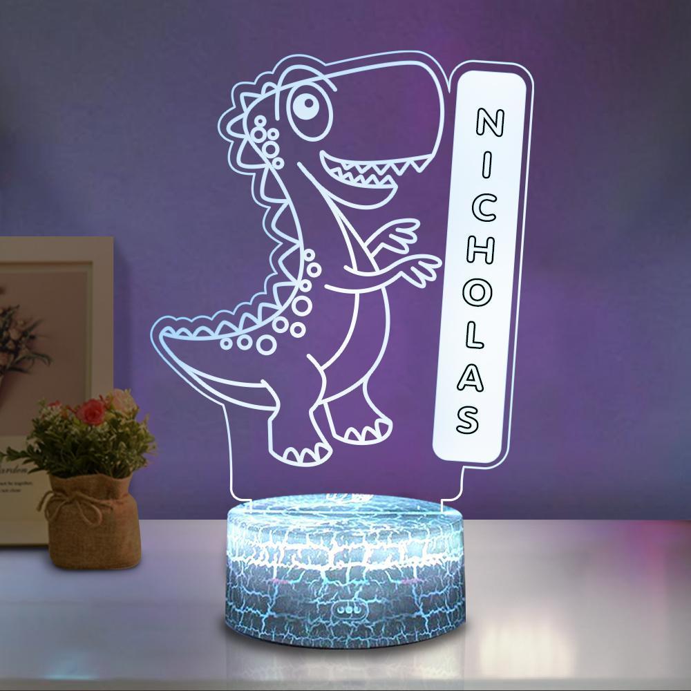 Personalized Name Dinosaur LED Night Light, Custom Nursery Baby Kids Room Name Sign Gift