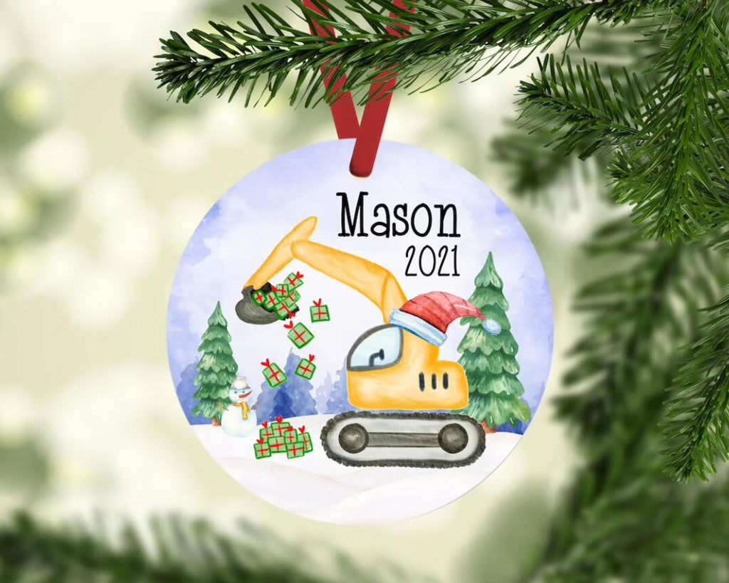 Excavator Christmas Ornaments | Excavator Personalized Ornament| Kids Personalized Christmas Ornaments for Kids