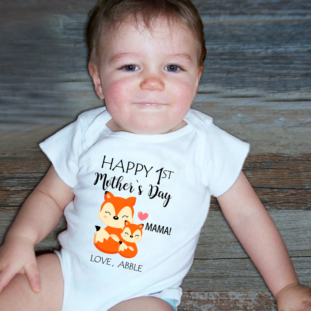 Custom Two Fox Mother's Day Baby Onesie