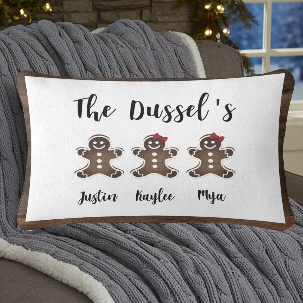 Personalized Gingerbread Christmas Family Pillowcase With Name I
