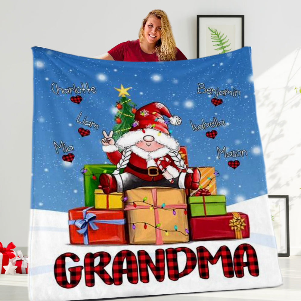 Personalized Grandma blanket with grandkids names, christmas gift for family