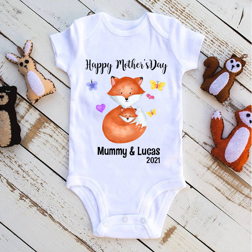 Custom Fox Mother's Day Onesies and Matching Mom Shirts