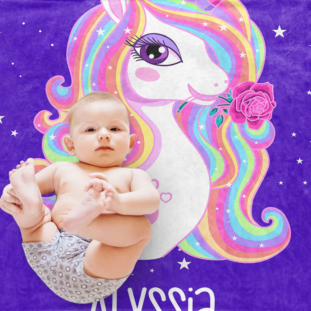 Custom Baby Name Blanket, Personalized Baby Blankets, Baby Shower Gift, Baby Name Blanket, Baby Girl Blanket, Velveteen Plush Blanket, Baby Unicorn Blanket