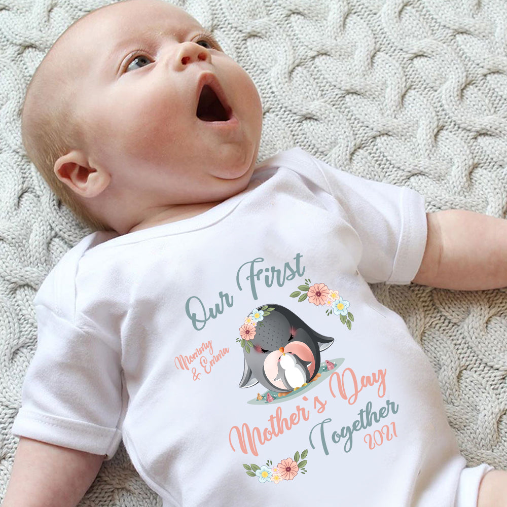 Custom Penguin Mother's Day Baby Onesie