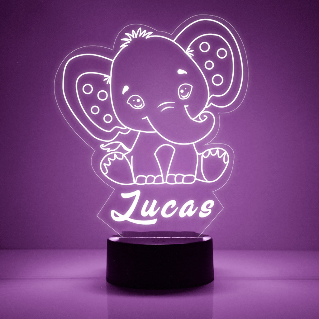 Custom Elephant Night Lights with Name / 7 Color Changing LED Lamp V02