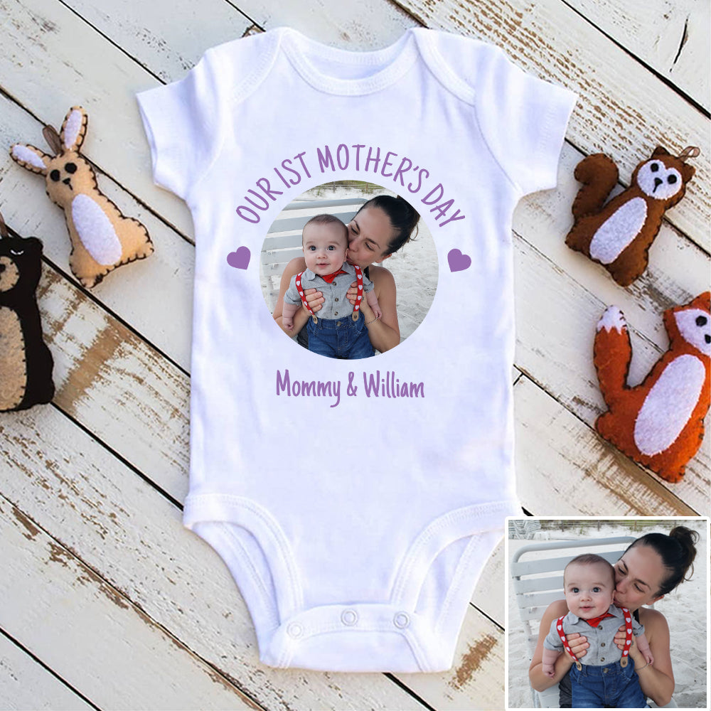 Baby Photo Bodysuit, Custom Baby Onesie, Funny Baby Onesie, Baby Boy Onesie, Baby Girl Onesie, Mother's Day Bodysuit