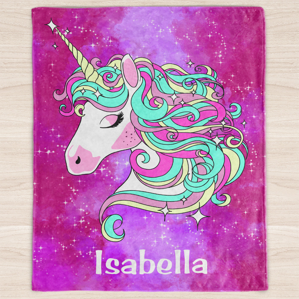 Custom Magical Unicorn Baby Girl Name Blanket