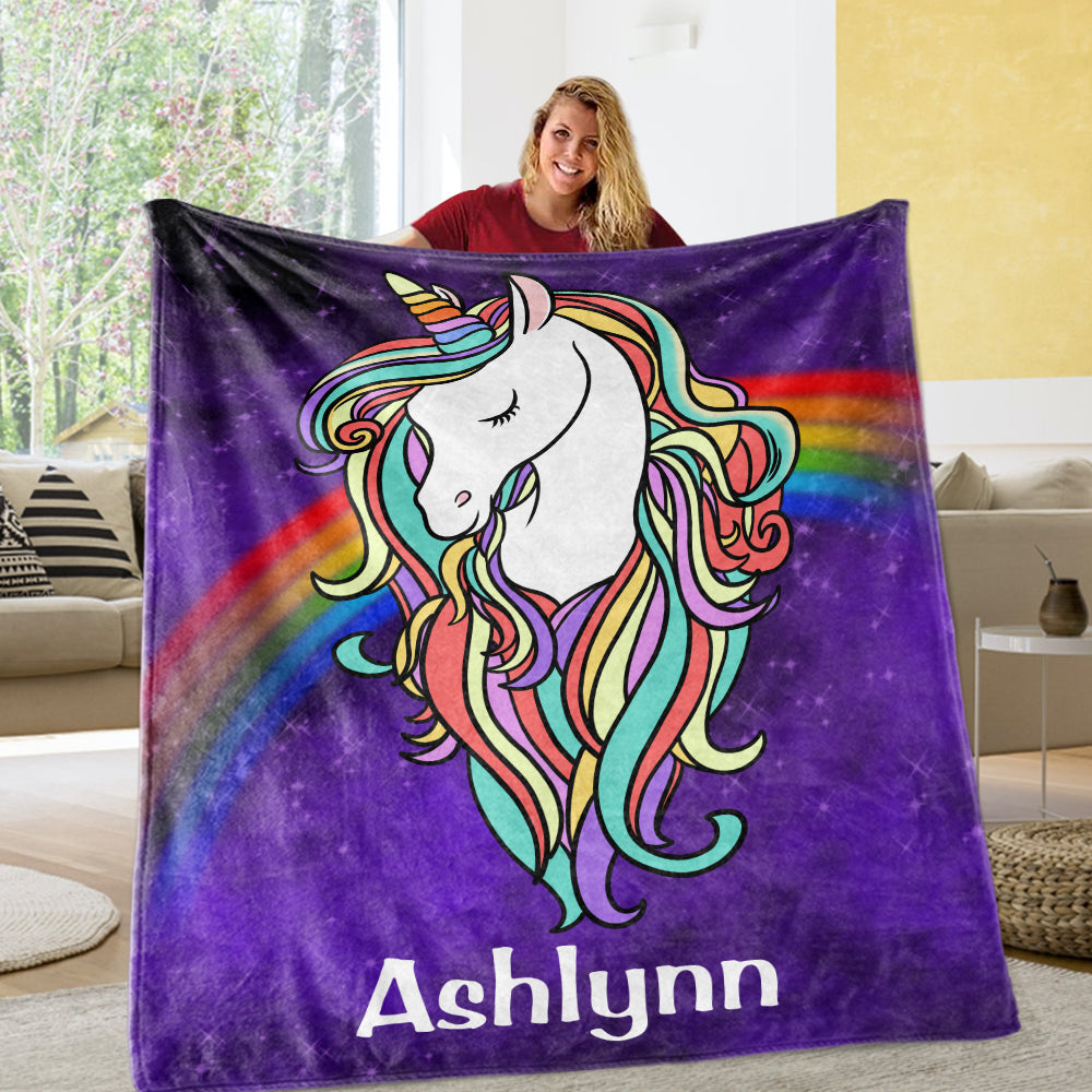 Custom Magical Unicorn Cozy Plush Fleece Blanket