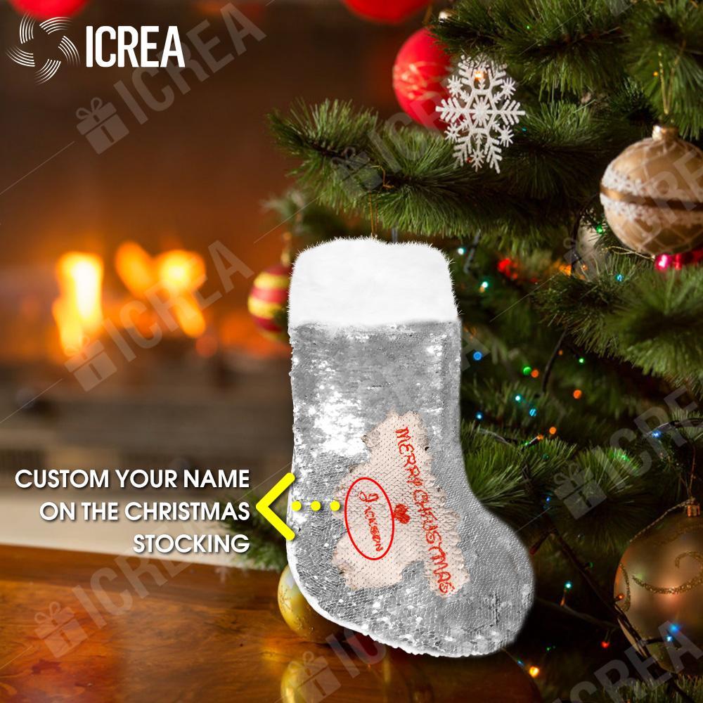 Personalized Sequins Christmas Stocking With Name