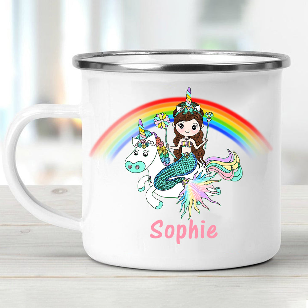 Custom Name Unicorn Enamel Campfire Mug XI