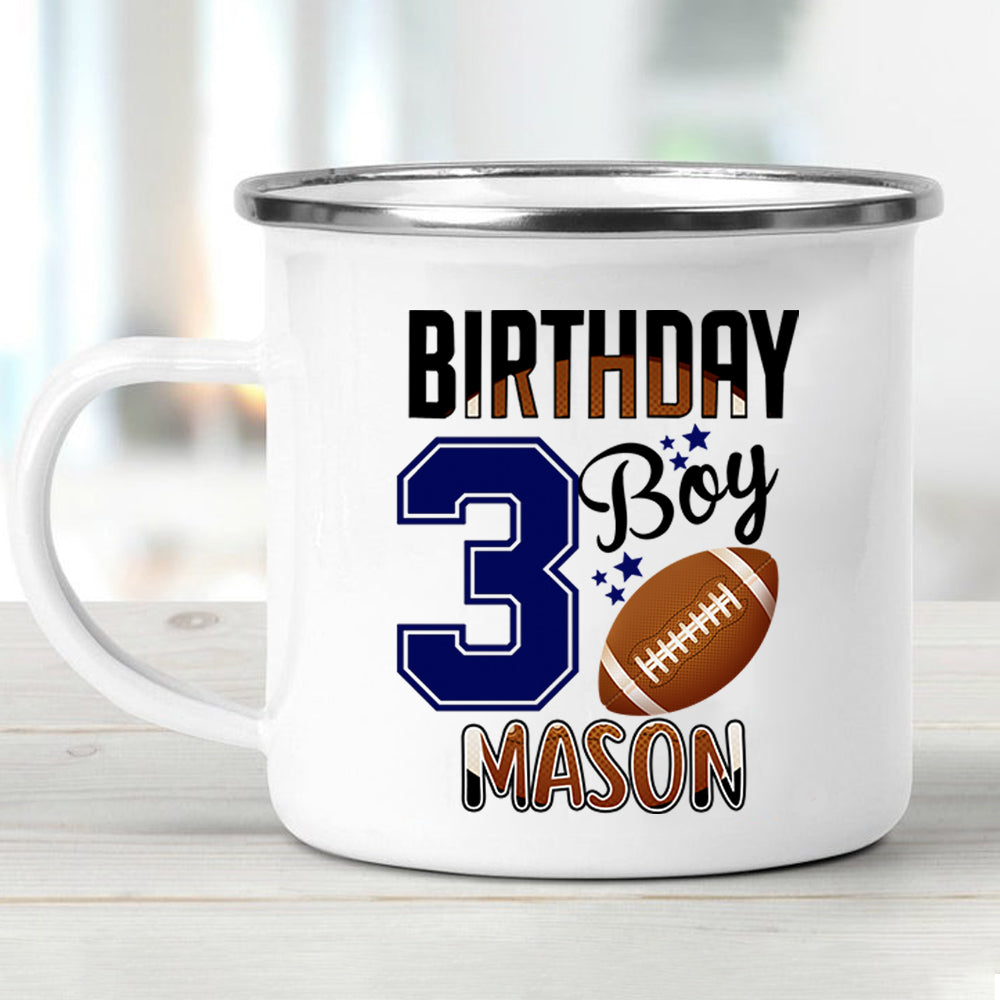 Custom Name Sport Children's Birthday Enamel Campfire Mug