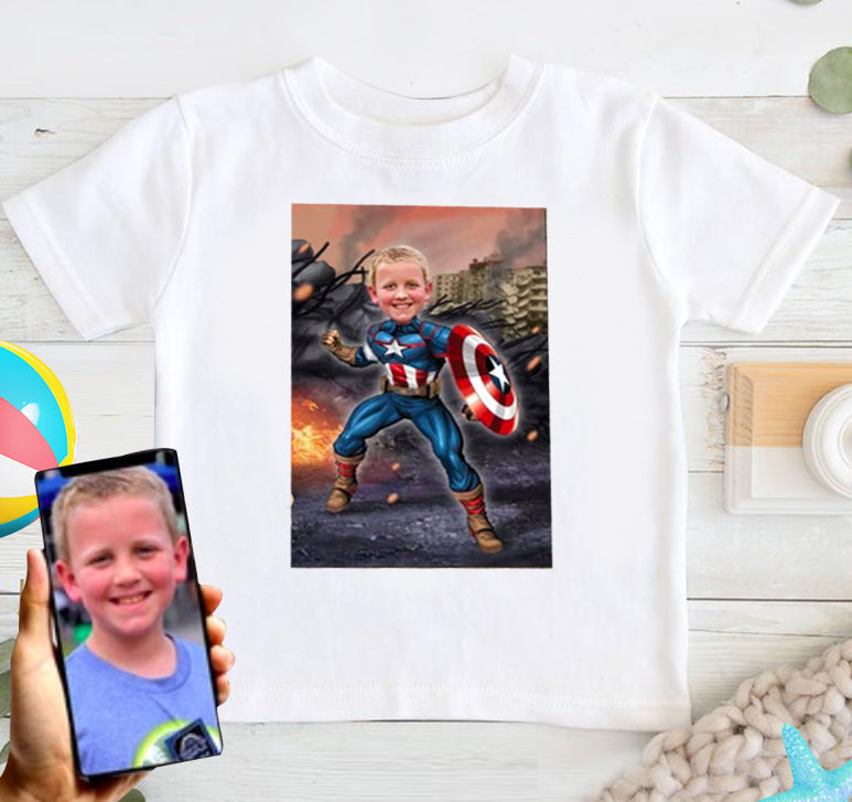 Personalized Hand-Drawing Kid's Portrait T-shirt III
