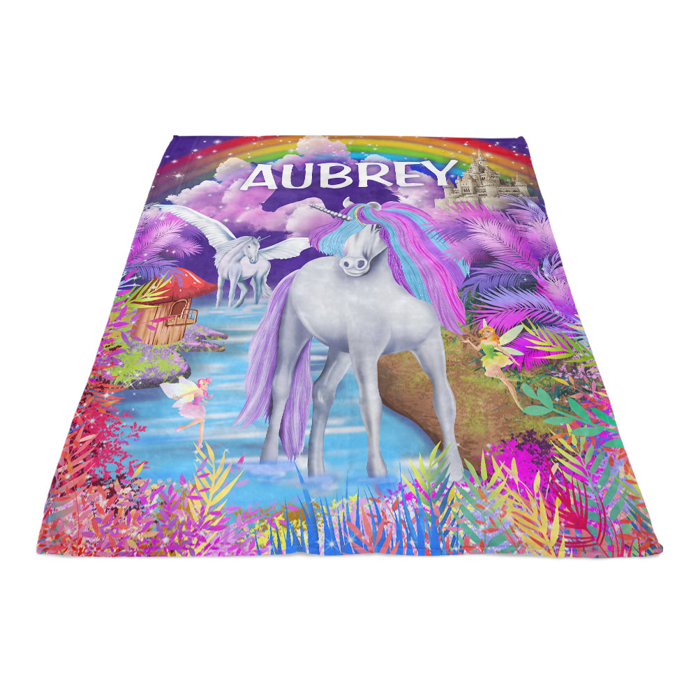 Custom Magical Unicorn Wonderland Premium Fleece Blanket