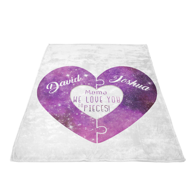 Custom Love You To Pieces Blankets Personalized Cozy Plush Fleece Blanket with Your Nick & Kids' Names