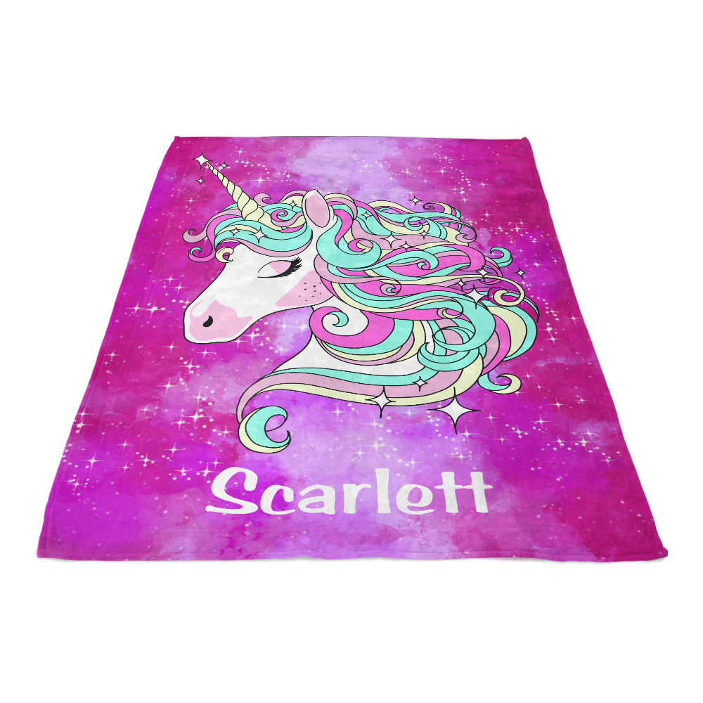 Custom Magic Unicorn Cozy Plush Fleece Blanket - 3 Colors Available