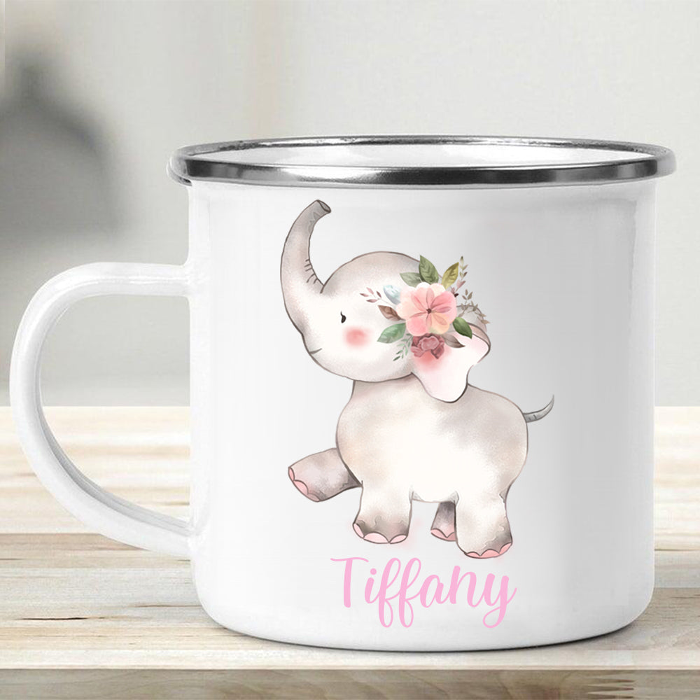 Custom Name Elephant Enamel Campfire Mug III