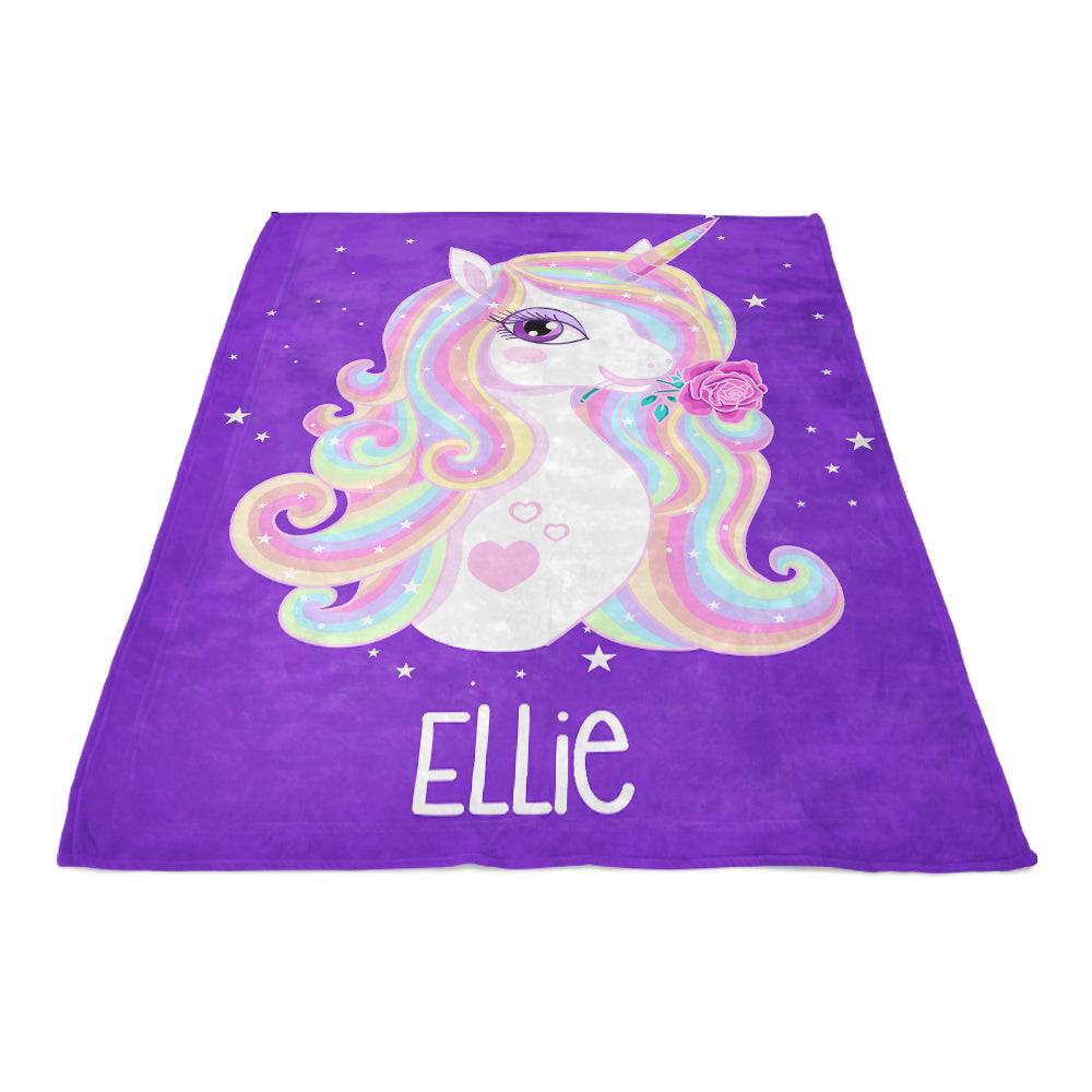 Personalized Magical Unicorn Fleece Blanket - 3 Colors Available