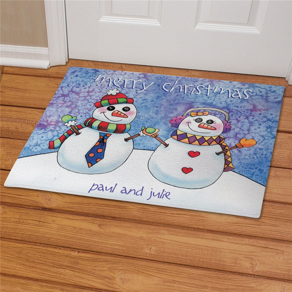 Personalized Snowman Family Doormat,Custom Family Gift,，Christmas Gift