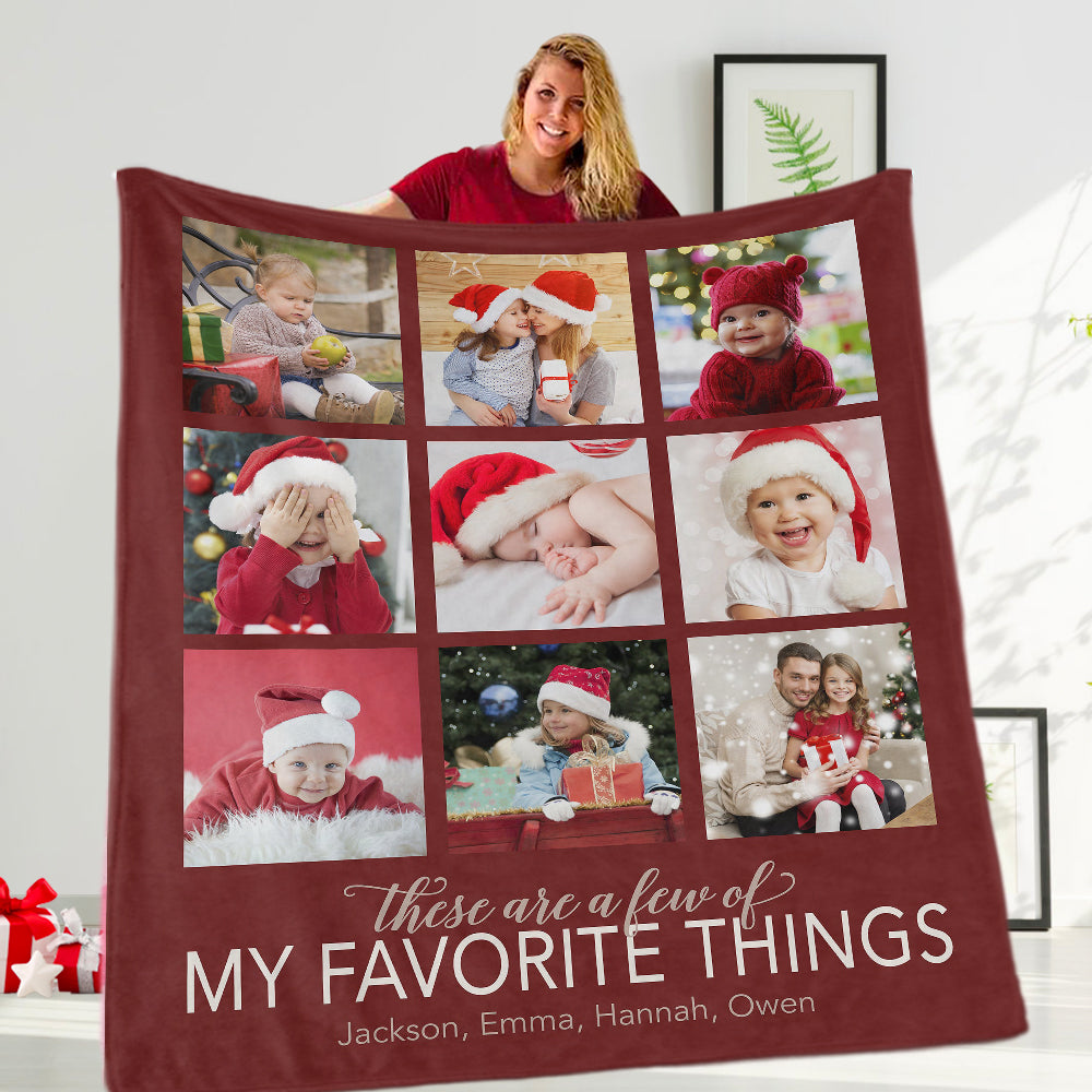 My Favorite Things Personalized Fleece Photo Blanket, New Christmas Gift！