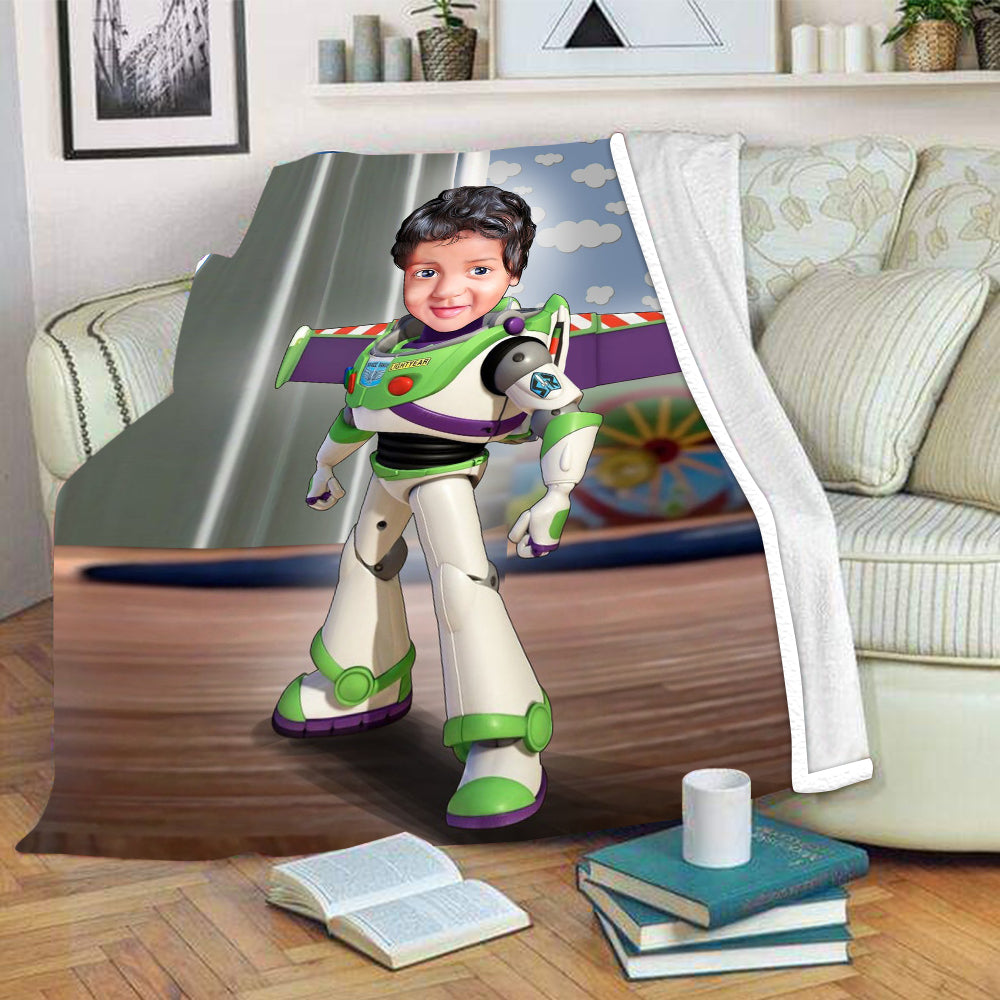 Personalized Hand-Drawing Kid's Photo Portrait Fleece Blanket Buss